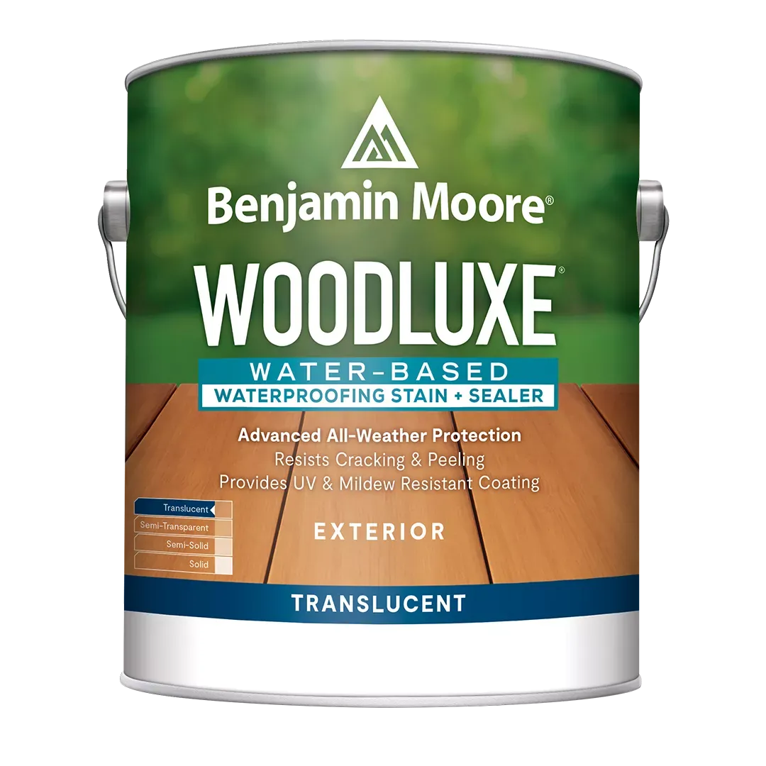 SWAIN'S HARDWARE An innovative line of water-based exterior stains, Woodluxe sets your staining projects up for success. Wood's full grain shows through. Easy to apply and recoat. Advanced all-weather protection. Available in 7 ready-mix colors.boom